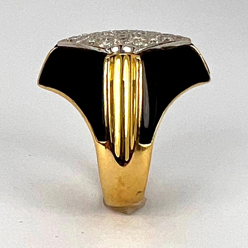 Vintage Onyx Diamond and Gold Cocktail Dress Ring