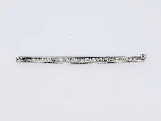 Antique Edwardian 2.20ct Diamond and Platinum Bar Brooch