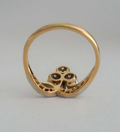 Antique Edwardian Old Cut Diamond Trefoil Cluster Ring