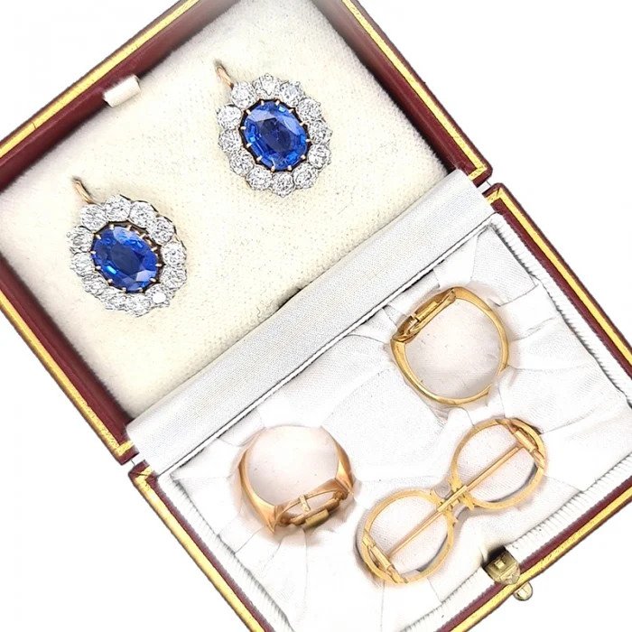 Fine Antique Victorian Sapphire and Diamond Cluster Earrings