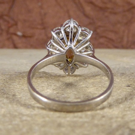 Marquise Cognac Diamond Cluster Ring, 2.97 carat total, 18ct White Gold