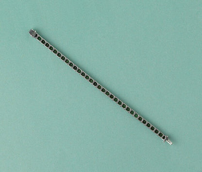 Art Deco Tourmaline Line Bracelet in Platinum, Circa 1920