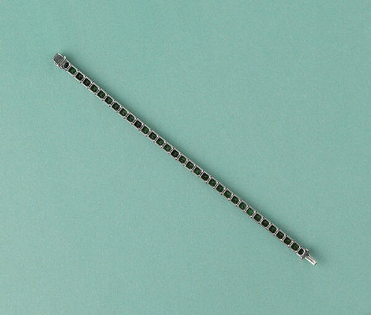 Art Deco Tourmaline Line Bracelet in Platinum, Circa 1920