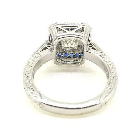 1.19ct Princess Cut Diamond and Sapphire Target Ring