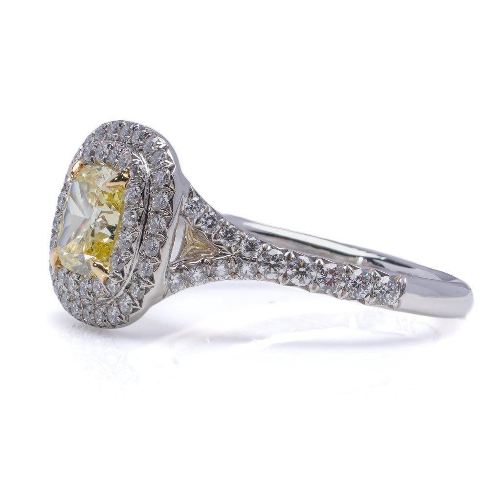 Tiffany and Co Fancy Yellow Diamond Cluster Engagement Ring