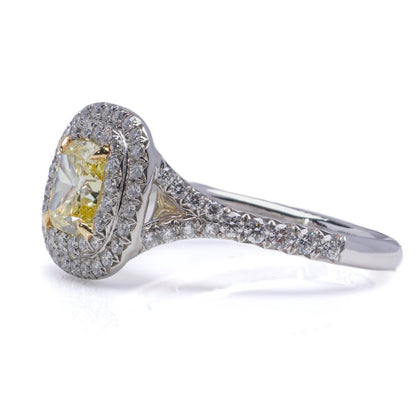 Tiffany and Co Fancy Yellow Diamond Cluster Engagement Ring