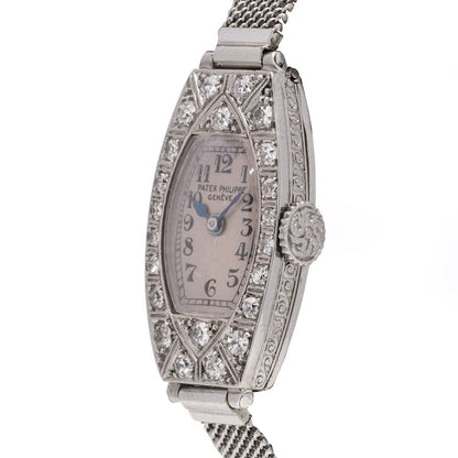 Patek Philippe Art Deco Platinum Old Cut Diamond Cocktail Watch 0.66 carats