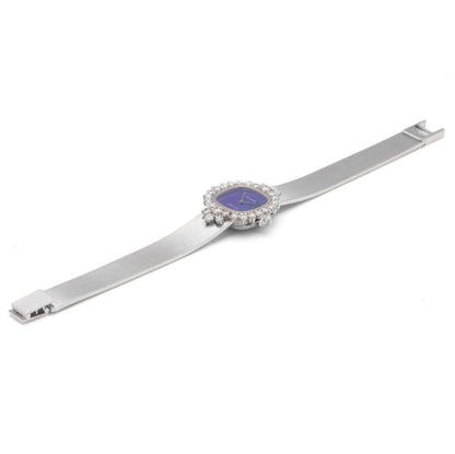 Zenith Movado 18ct White Gold Manual Watch with Lapis Lazuli Dial and Diamond Bezel, 2.14 carat total