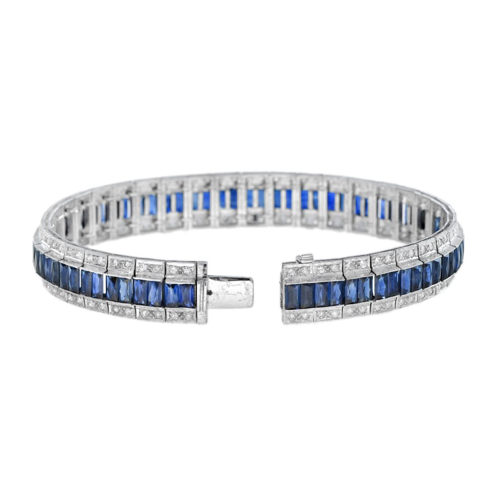 Art Deco Style 14.5ct Sapphire and Diamond Bracelet
