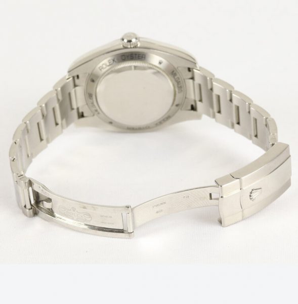 Rolex Milgauss Green Crystal 40mm Stainless Steel Automatic Watch, on stainless steel Rolex Oyster bracelet strap with a single deployment clasp