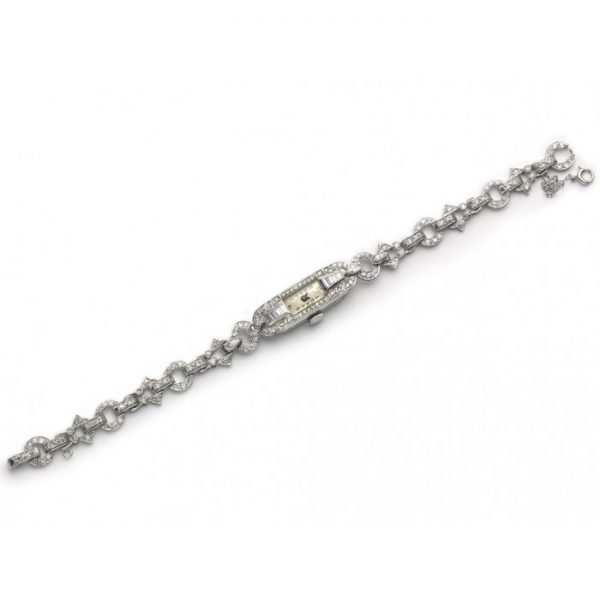Art Deco Diamond and Platinum Cocktail Wristwatch, Circa 1925