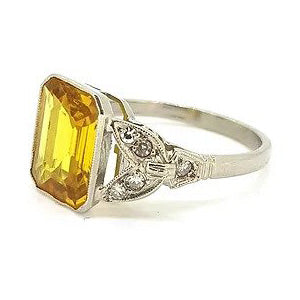 3.20ct Yellow Sapphire and Diamond Dress Ring in Platinum