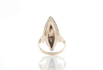 Antique Georgian 2.46ct Rose Cut Diamond Navette Ring, 15ct Gold