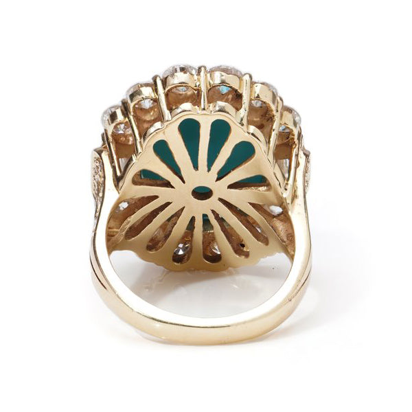 Vintage Turquoise and Diamond Cocktail Dress Ring