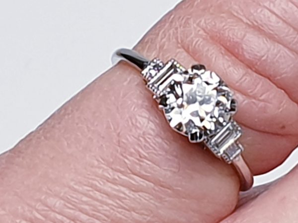 Vintage 1.06ct Old Cut Diamond and Platinum Engagement Ring