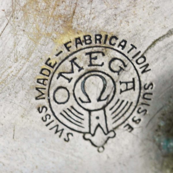 Art Deco Style Vintage Omega Table Desk Clock; black square dial with golden Roman numeral markers and hands, 8-day movement