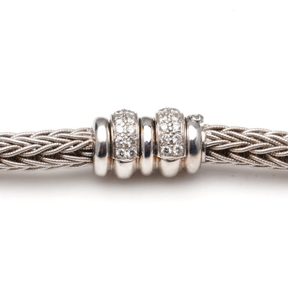 La Pepita 18ct White Gold Woven Wheat Necklace with Diamond Clasp