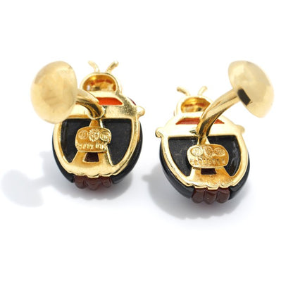 Carnelian Onyx and 18ct Yellow Gold Ladybird Cufflinks