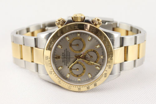 Rolex Daytona Cosmograph 116523 Automatic 40mm Chronograph Watch in Steel and Gold, grey dial, on a steel and gold Oyster bracelet, Circa 2000s, with Rolex box and papers