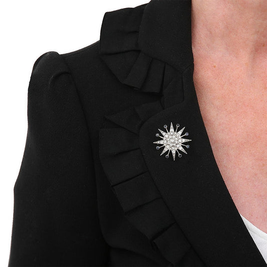 Vintage 1.8ct Diamond and Sapphire Star Brooch Pendant