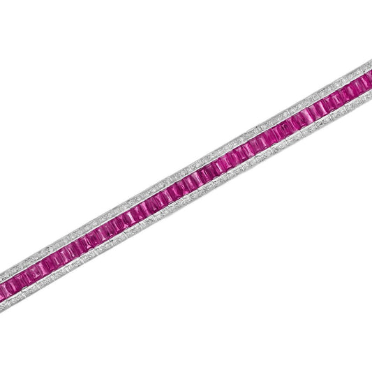 16.69ct Ruby and Diamond Line Bracelet