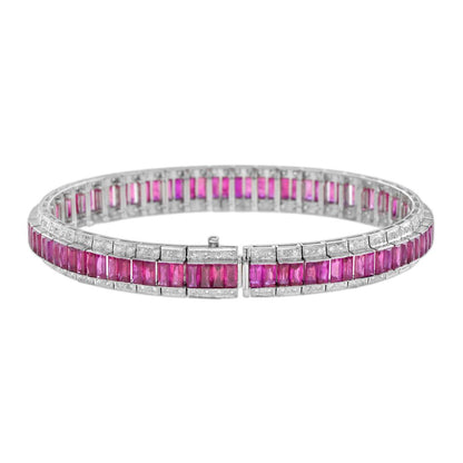 16.69ct Ruby and Diamond Line Bracelet