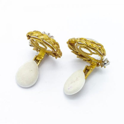 David Webb Rock Crystal, Diamond and Gold Earrings, Circa 1980