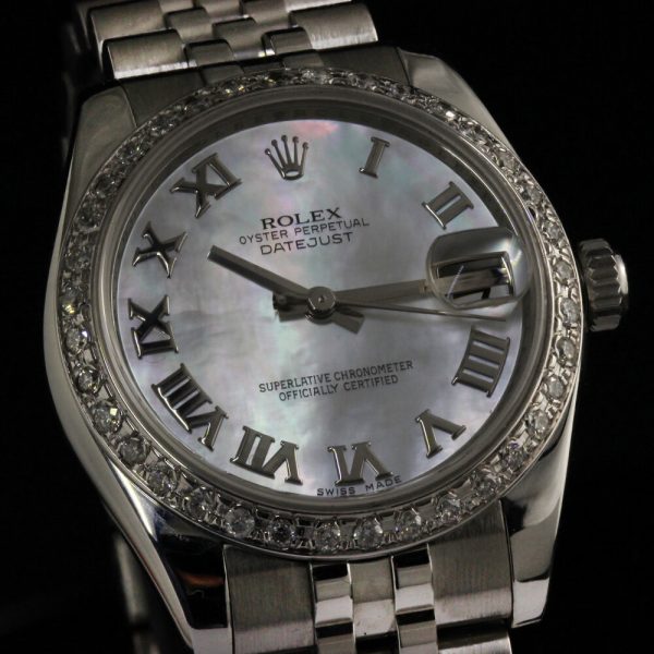 Rolex Lady Datejust Watch with Mother of Pearl Dial and Diamond Bezel