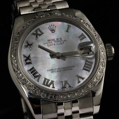 Rolex Lady Datejust Watch with Mother of Pearl Dial and Diamond Bezel