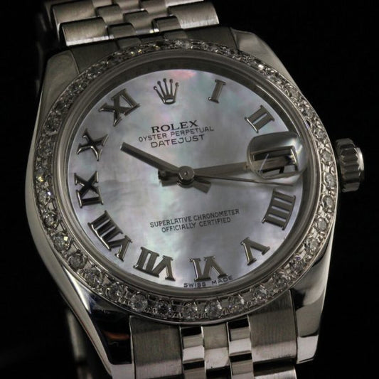 Rolex Lady Datejust Watch with Mother of Pearl Dial and Diamond Bezel