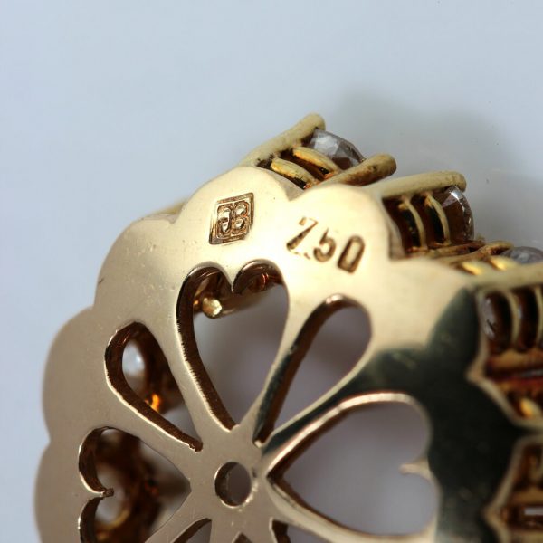 Vintage Lapis Lazuli and Diamond Cluster Day and Night Earrings; round cabochon-cut natural lapis lazuli surrounded by removeable 2.46ct diamond cluster, in 18ct yellow gold, Circa 1970s