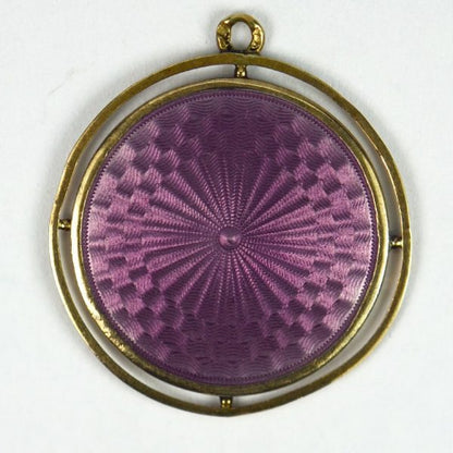 French St George Purple Enamel and 18ct Gold Medal Pendant, depicting St George defeating the Dragon, guilloche enamel to reverse