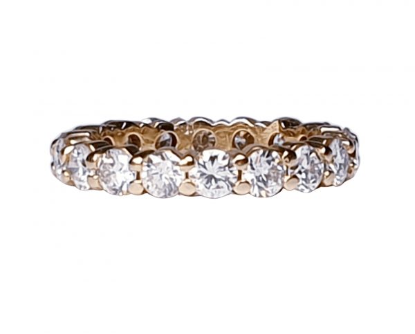 French Diamond Full Eternity Band Ring; set with round brilliant cut diamonds totalling 2.00 carats, in 18ct yellow gold