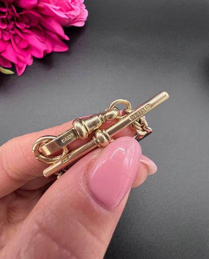Antique 9ct Yellow Gold, Albert Chain Necklace: Edwardian Fancy Paperclip Link