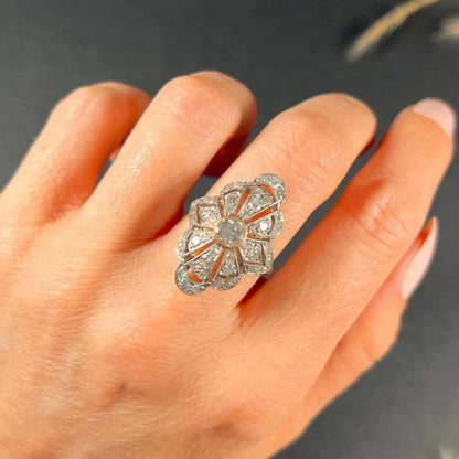 A diamond cocktail ring in white metal, modelled on a hand