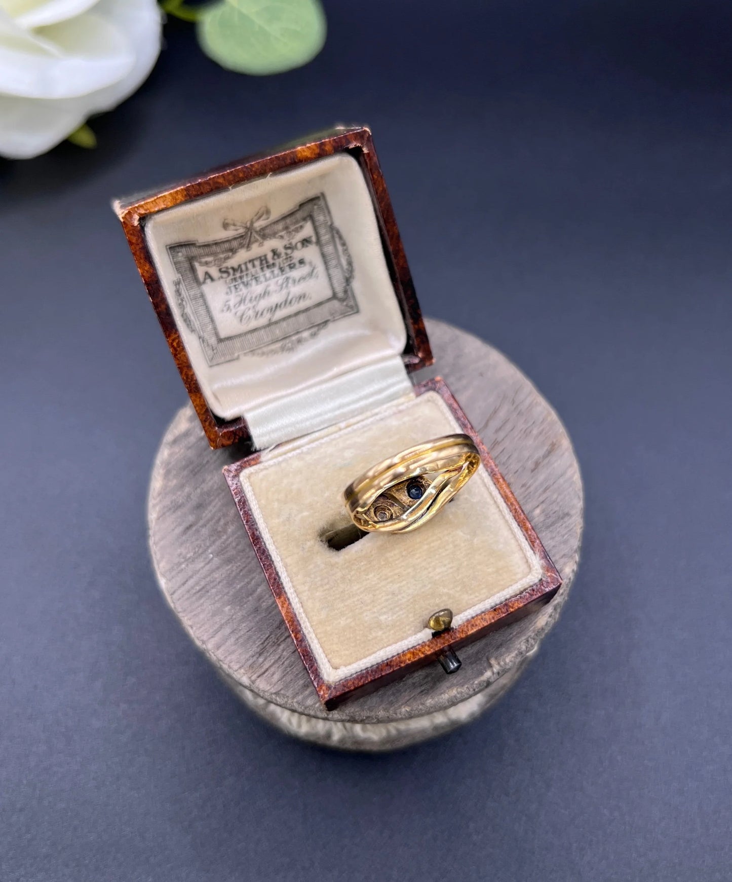 Antique 18ct Yellow Gold, Victorian Sapphire & Diamond Double-Headed Snake Ring