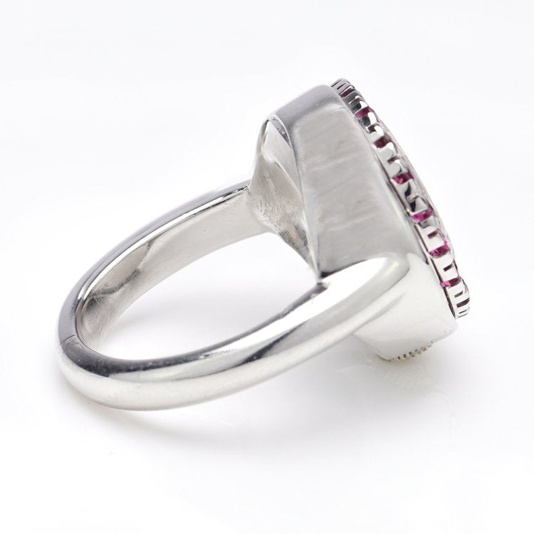 Vintage ladies Baume and Mercier Platinum Watch Ring with Rubies