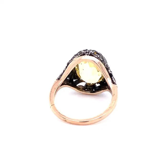 Victorian Antique 4.80ct Natural Yellow Sapphire Ring, Circa 1880s