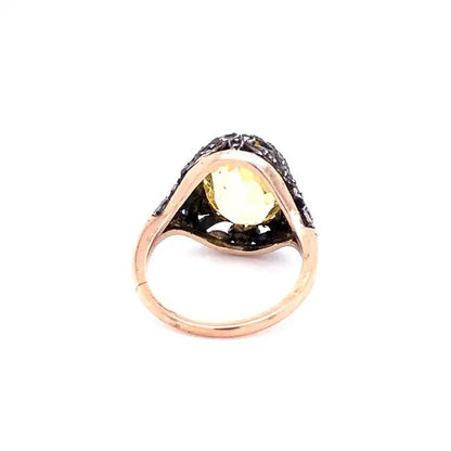 Victorian Antique 4.80ct Natural Yellow Sapphire Ring, Circa 1880s