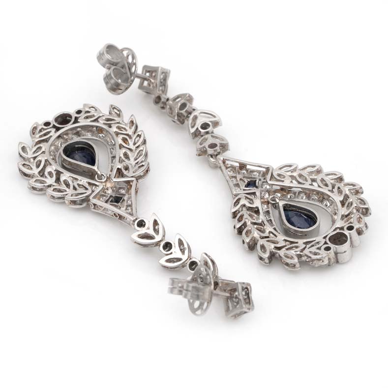 Belle Epoque Sapphire and Diamond Cluster Drop Earrings