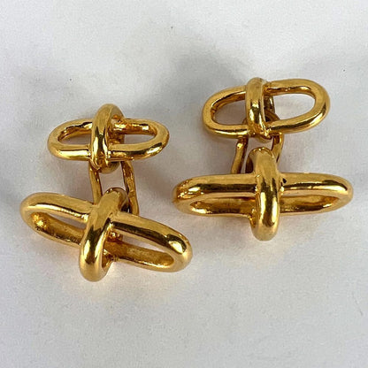 French 18ct Yellow Gold Marine Chain Link Cufflinks