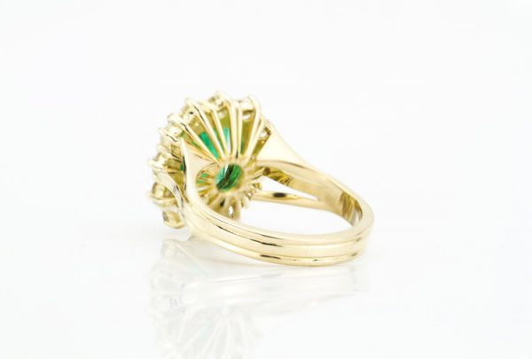 3.80ct Natural Colombian Emerald and Diamond Cluster Ring, Certified