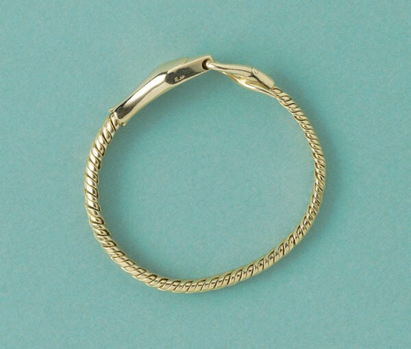 Italian 18ct Yellow Gold Snake Bracelet, ourobouros snake biting its own tail with a woven link in between. Signed, Pomellato, Italy. 