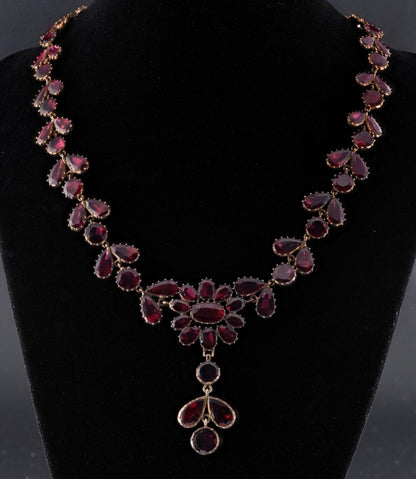 Antique Georgian Almandine Garnet Cluster Riviere Necklace