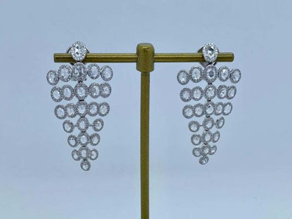 Rose Cut Diamond Chandelier Drop Earrings, 9.27 carat total, in 18ct white gold