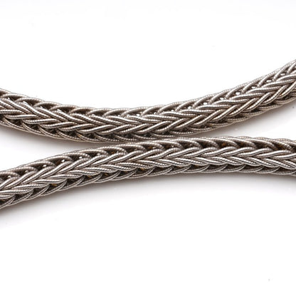 La Pepita 18ct White Gold Woven Wheat Necklace with Diamond Clasp