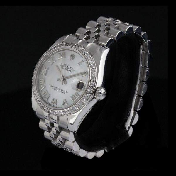 Rolex Lady Datejust Watch with Mother of Pearl Dial and Diamond Bezel