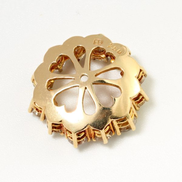 Vintage Lapis Lazuli and Diamond Cluster Day and Night Earrings; round cabochon-cut natural lapis lazuli surrounded by removeable 2.46ct diamond cluster, in 18ct yellow gold, Circa 1970s