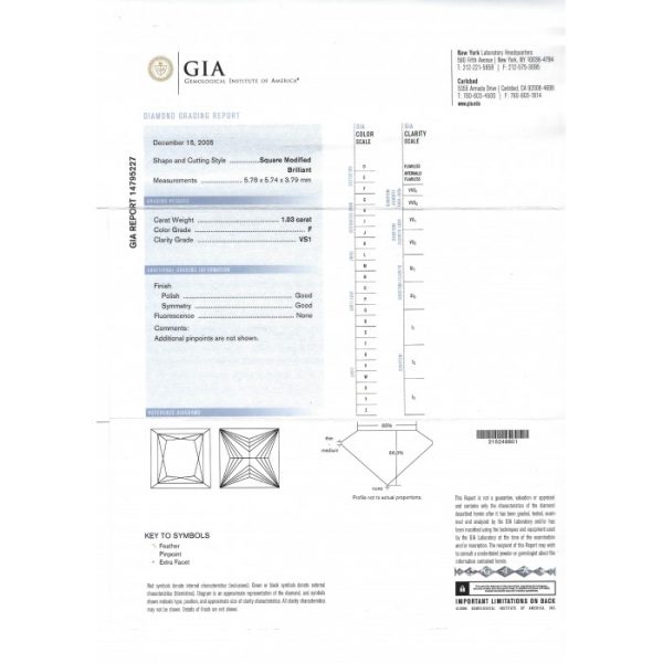 1.03ct Princess Cut Diamond Engagement Ring