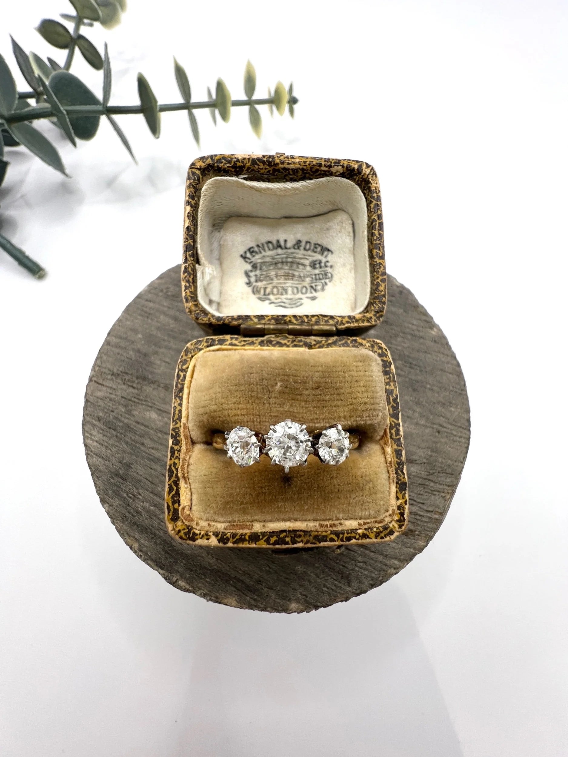 Antique Three Stone Diamond Engagement Ring